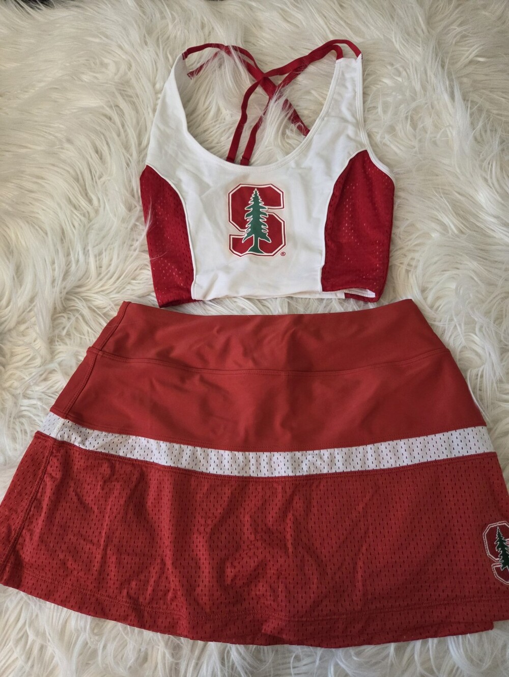 Stanford Cardinal Two-Piece Tennis Skirt Set - Red & White